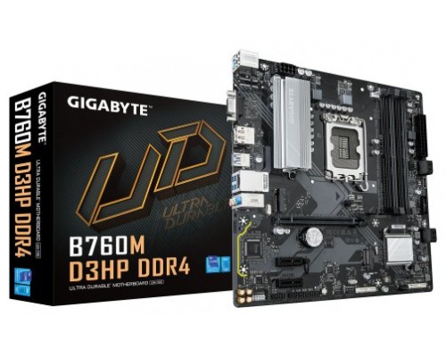 GIGABYTE B760M D3HP DDR4 - Compatible con CPUs Intel Core de 14ª generación, VRM Digital 4+1+1 fases, hasta 5333MHz DDR4 (OC), 2xPCIe 4.0 M.2, LAN GbE, USB 3.2 Gen1 (Espera 4 dias)